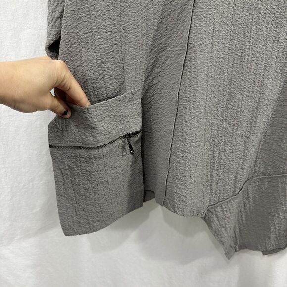 Ali Miles Taupe Cowl Neck Asymmetric Tunic Top Womens 2X Art to Wear Lagenlook - Picture 6 of 11